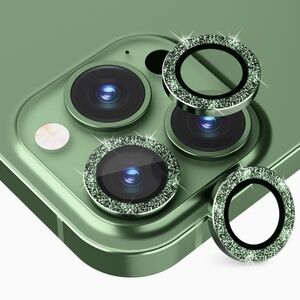 Camera lens tempered glass protector Glitter Green for iPhone 13 Pro, 13 Pro Max